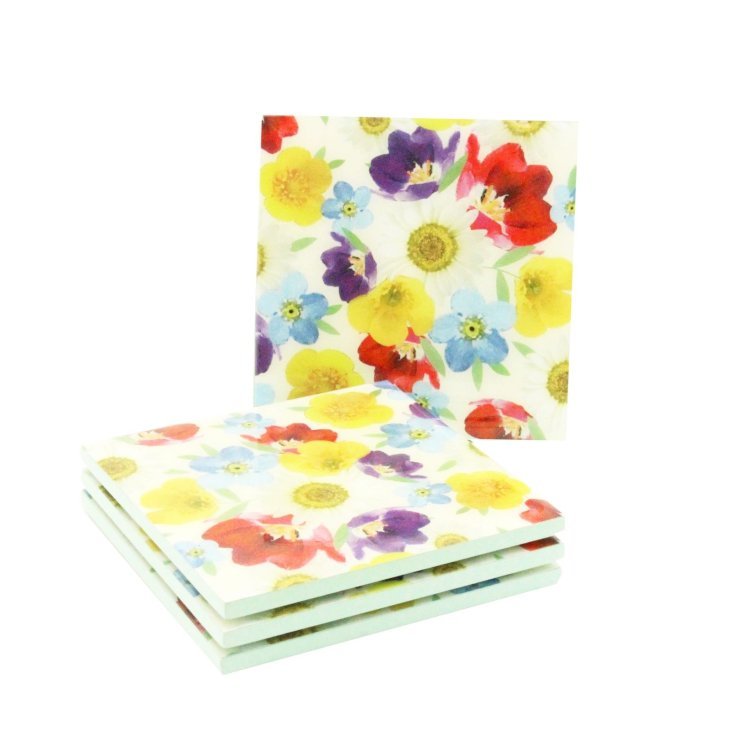 Set of 4 Daisy Days Vintage Flowers Coaster Set, New from Gisela Graham